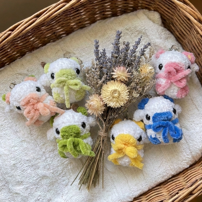 Porte-clés vaches fruits